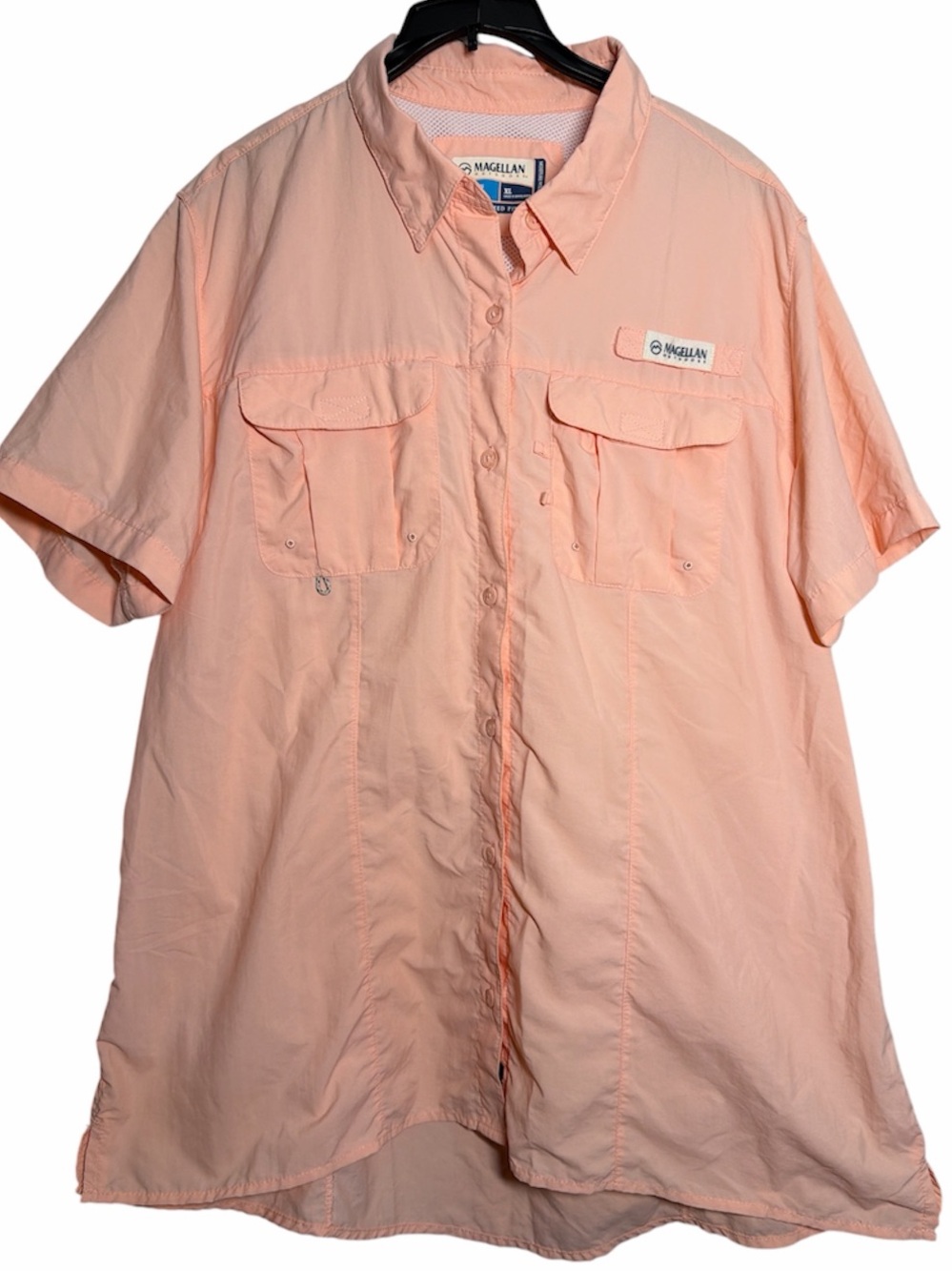 Magellan Outdoors Womens Laguna Madre Short Sleeve Fishing Shirt Peach Coral‎ XL